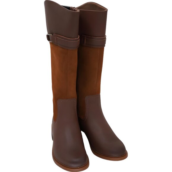 Clarks Maye Bella Riding Boots Tan Leather Buckle Women's US 9.5M - Picture 1 of 6